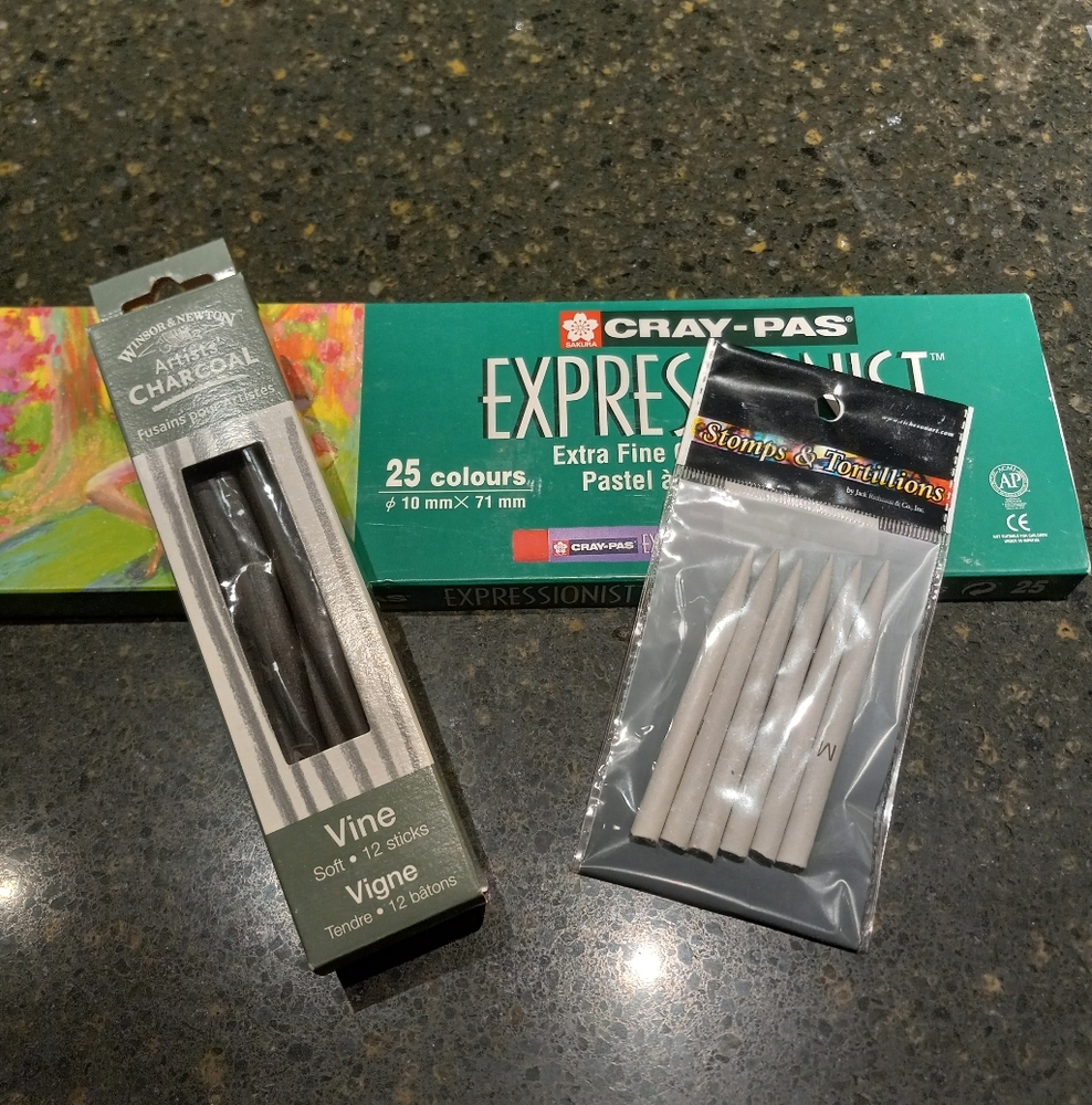 Cray-Pas Expressionist Oil Pastels Set,Charcoal And Blending Stumps